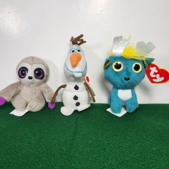 TY Beanie Baby Lot of 3 OLAF Keychain 4.5" Sully Teenie Beanie 3.5" Sage - Picture 1 of 13